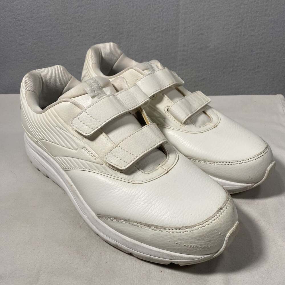 Brooks Addiction Walker 2 White Leather Walking Shoes V Strap Mens Size 11.5
